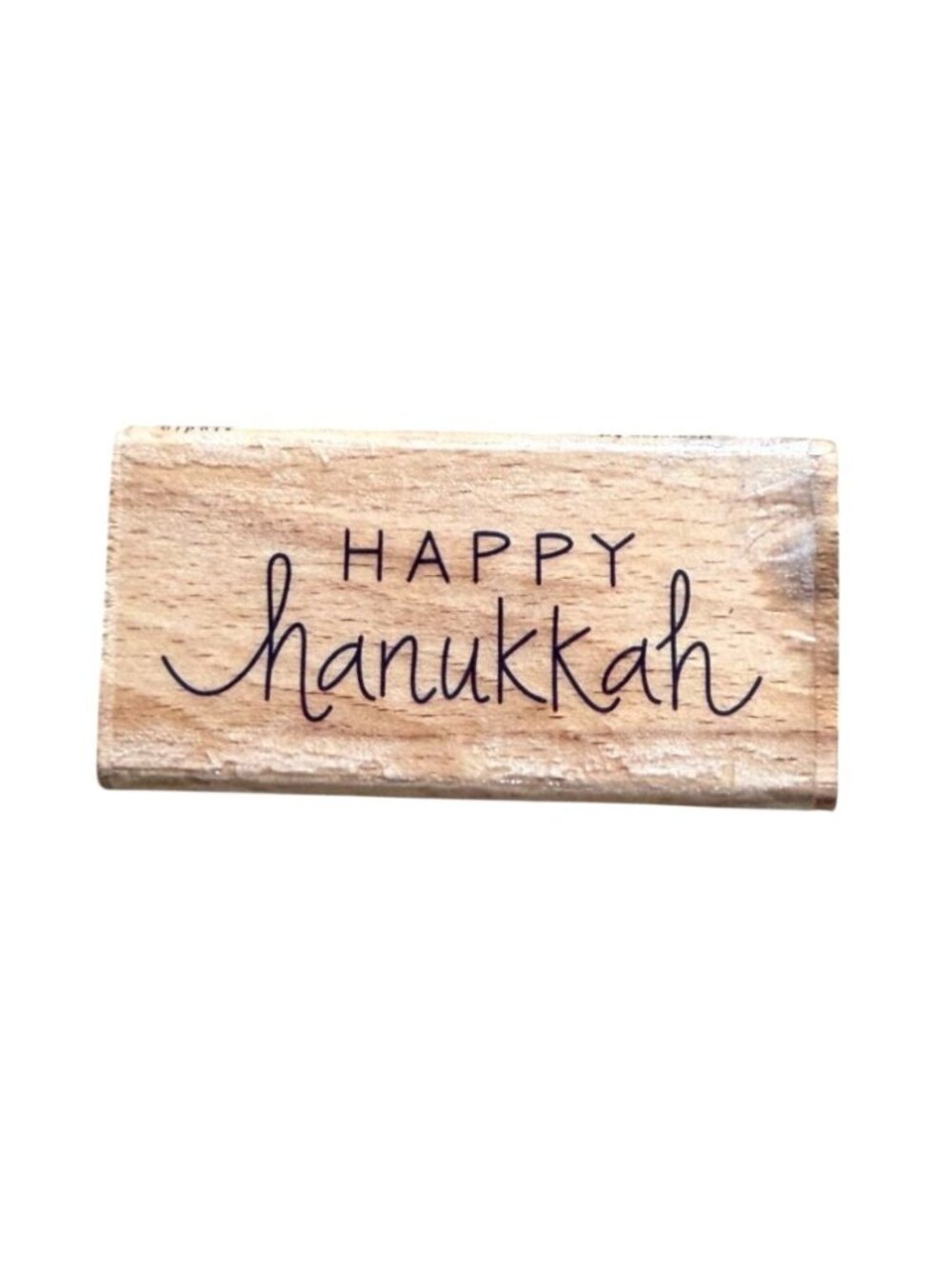 Wood Mounted Rubber Stamp Happy Hanukkah Chanukah Cursive Script Holiday